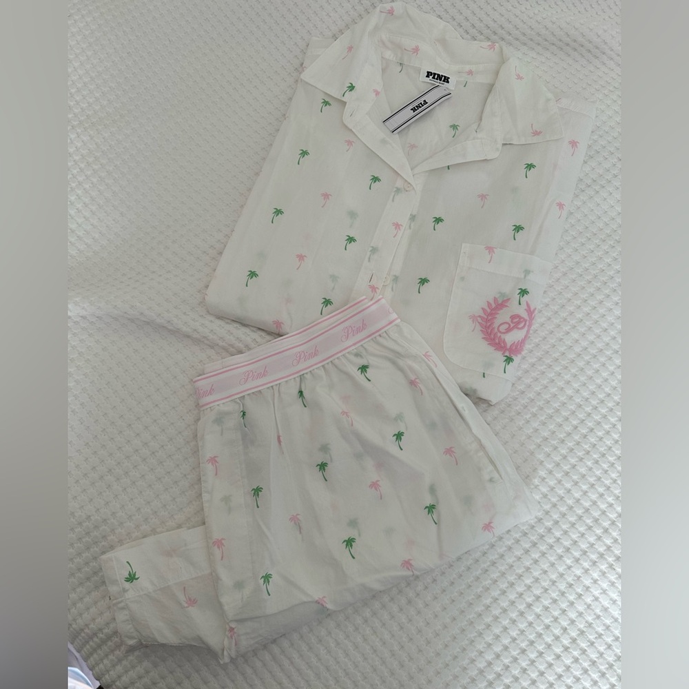 PINK Victoria's Secret palm tree PJ set